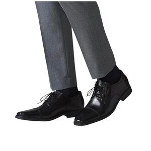 Clarks Oxford Tilden Black Cap Toe Lace Up Classic Leather Shoe Comfort 8.5